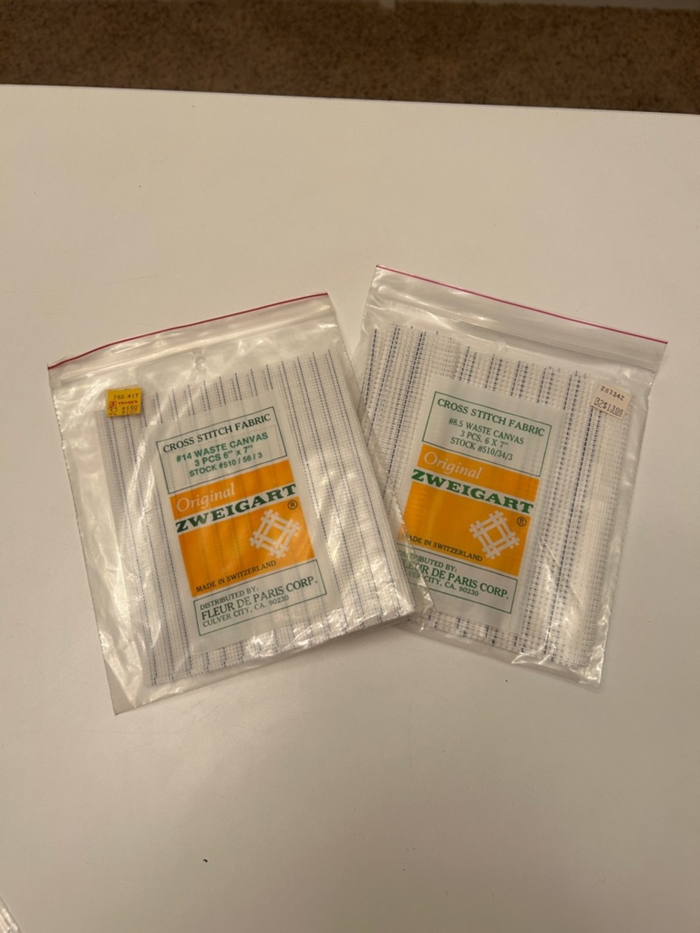 Zweigart Original Cross Stitch Fabric Waste Canvas 9 pieces total